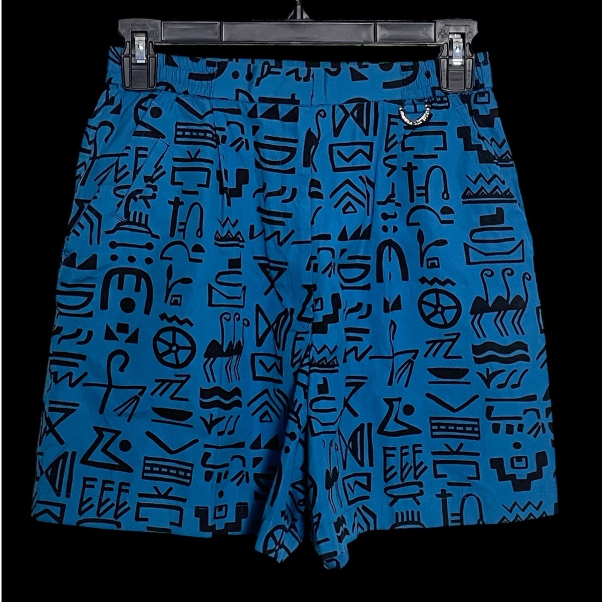 Vintage 80s Christian Dior Sports Blue Geometric Pattern Shorts Women's Large